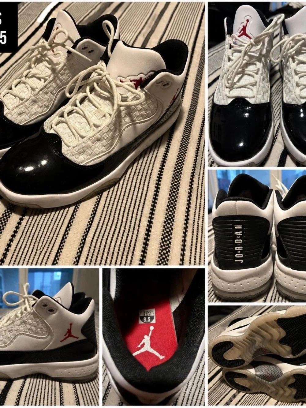 Jordan Men's Low Top Basketball Sneakers - White/Black/Red